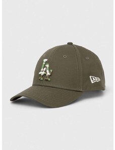Bavlněná baseballová čepice New Era LOS ANGELES DODGERS zelená barva, s aplikací