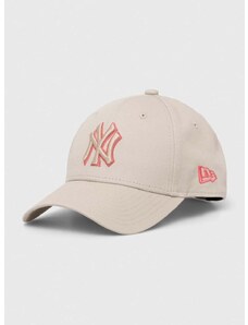 Bavlněná baseballová čepice New Era NEW YORK YANKEES šedá barva, s aplikací