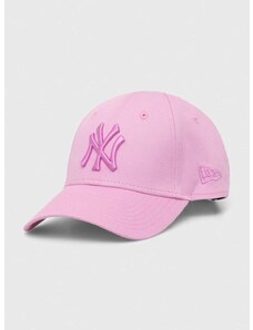 Bavlněná baseballová čepice New Era NEW YORK YANKEES růžová barva, s aplikací