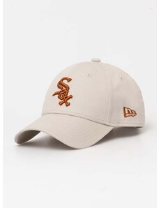 Bavlněná baseballová čepice New Era CHICAGO WHITE SOX béžová barva, s aplikací