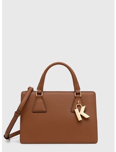 Kožená kabelka Karl Lagerfeld béžová barva