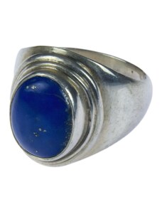 Stříbrný prsten vykládaný lapis lazuli, AG 925/1000, 8g, Nepál 55 , Stříbrná , Nepál , Ag925, 8g