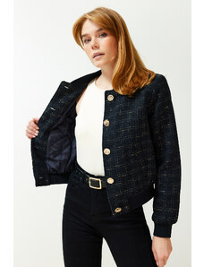 Trendyol Navy Blue Tweed Jacket Coat