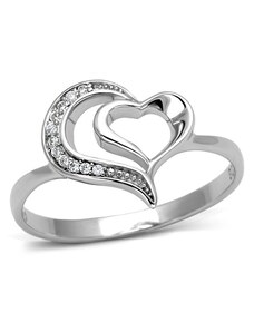 US Stříbrný, rhodiovaný dámský prsten s Cubic Zirconia Stříbro 925 - Srdce Suzan