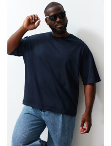 Trendyol Plus Size Navy Blue Oversize Comfortable Basic 100% Cotton T-Shirt