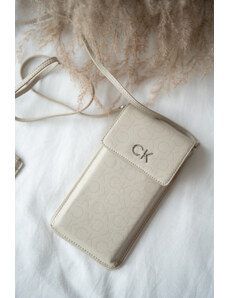 Calvin Klein crossbody monogram kabelka na telefon - béžová