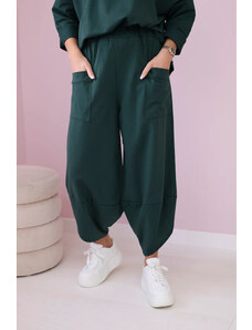 K-Fashion Bavlněná mikina kalhoty set tmavě zelená
