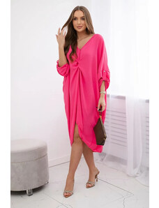 K-Fashion Oversize šaty s výstřihem do V růžový