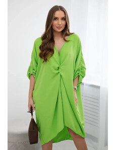 K-Fashion Oversize šaty s výstřihem do V jasně zelená