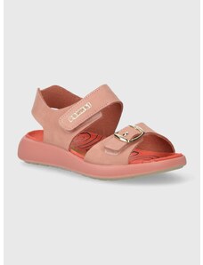 Dětské nubukové sandály Primigi růžová barva
