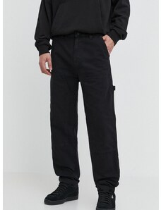Bavlněné kalhoty Hugo Blue černá barva, jednoduché