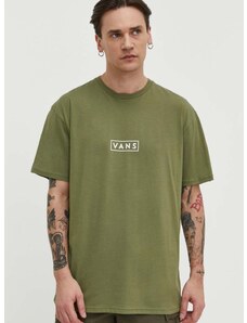 Bavlněné tričko Vans zelená barva, s potiskem