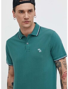 Polo tričko Abercrombie & Fitch zelená barva, s aplikací