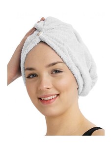 Froté turban na vlasy, bílý