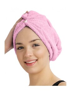 Froté turban na vlasy, růžový