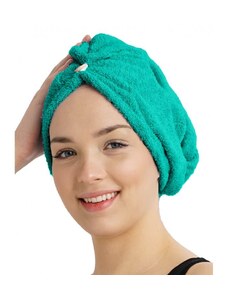 Froté turban na vlasy, tyrkysový