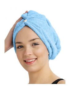 Froté turban na vlasy, modrý
