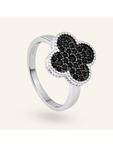 SilveAmo luxusní stříbrný čtyřlístkový prsten z kubické zirkonie 52