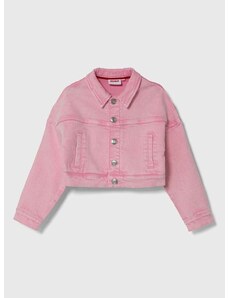 Dětská riflová bunda HUGO růžová barva