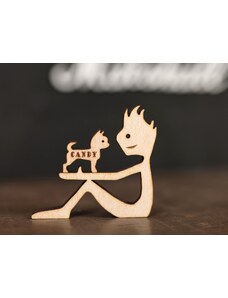 Mountaino Dřevěné figurky s vlastním jménem - malý pes a muž