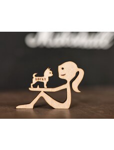 Mountaino Dřevěné figurky s vlastním jménem - malý pes a žena
