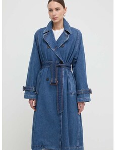 Džínový trenčkot Weekend Max Mara tmavomodrá barva, oversize