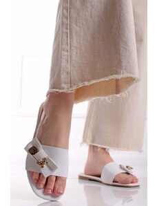 Givana Bílé nízké pantofle s mašlí Dorette