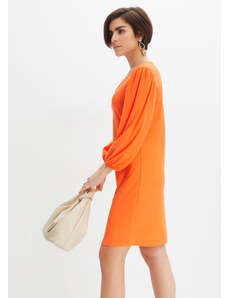 bonprix Žerzejové šaty s volánovými rukávy Oranžová