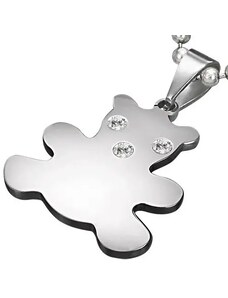 Šperky Eshop - Přívěsek z chirurgické oceli stříbrné barvy, medvídek se zirkony AA07.28