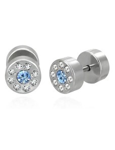 Šperky Eshop - Fake plug - modrý a průsvitné zirkony, pár G14.10