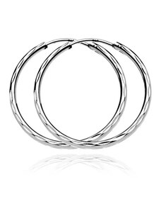 Šperky Eshop - Stříbrné kruhy 925 - vyhloubené tři řady lístků, 40 mm A5.10