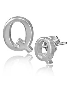 Šperky Eshop - Ocelové puzetové náušnice - hladké písmeno Q AA12.20