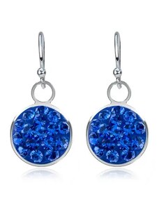 Šperky Eshop - Lesklé stříbrné náušnice 925 - safírově modrý kruh, zirkony, 9 mm P4.3