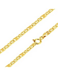 Šperky Eshop - Řetízek ze žlutého 14K zlata, oválná očka s oskou, článek s mřížkou, 550 mm GG23.08