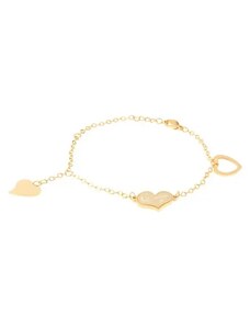 Šperky Eshop - Zlatý řetízek z oceli na ruku, obrys srdce, dvě nesouměrná srdce S37.12