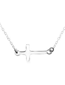 Šperky Eshop - Stříbrný 925 náhrdelník - hladký plochý latinský kříž, očka na koncích SP09.31