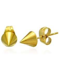 Šperky Eshop - Lesklé náušnice z oceli - ostrý špičatý kužel zlaté barvy, puzetky SP39.13