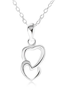 Šperky Eshop - Stříbrný náhrdelník 925, přívěsek ve tvaru dvou na sebe napojených obrysů srdcí SP49.05