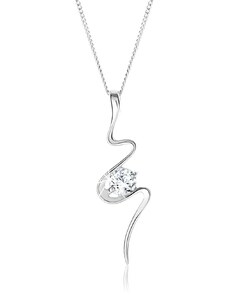Šperky Eshop - Stříbrný 925 náhrdelník, asymetricky se vlnící stuha, čirý zirkon SP54.26