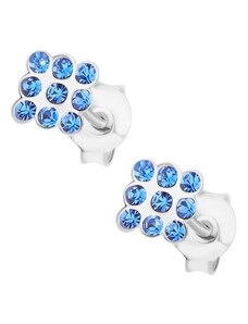 Šperky Eshop - Puzetové náušnice, stříbro 925, světle modré kulaté krystalky Swarovski - čtverec I33.09