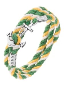 Šperky Eshop - Barevný náramek na ruku v zelené, žluté a bílé barvě, lesklá lodní kotva Z42.10