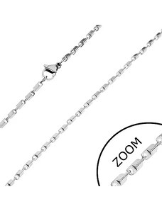 Šperky Eshop - Ocelový řetízek ve stříbrném odstínu - lesklé zkosené hranoly, 2 mm Z27.05