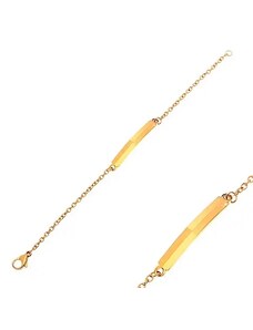 Šperky Eshop - Ocelový náramek zlaté barvy, známka s lesklými a matnými obdélníky AA36.16