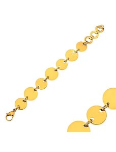 Šperky Eshop - Náramek z chirurgické oceli s lesklými plochými kruhy ve zlaté barvě AA37.21