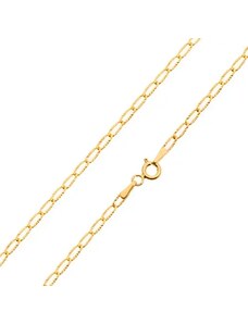 Šperky Eshop - Zlatý řetízek 585 - tenká plochá očka, blyštivé paprskovité zářezy, 550 mm S2GG23.33