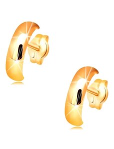Šperky Eshop - Zlaté náušnice 585 - lesklé hladké půlkruhy s vypouklým povrchem GG33.27