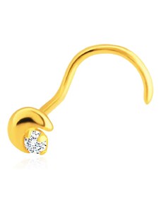 Šperky Eshop - Piercing do nosu ze žlutého 14K zlata - zahnutý, srpek měsíce, zirkon S1GG206.12