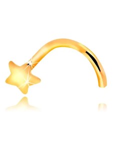 Šperky Eshop - Piercing do nosu ze žlutého 14K zlata - zahnutý, malá hvězdička GG207.06