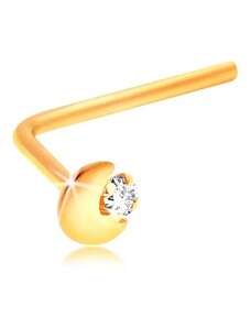 Šperky Eshop - Zahnutý piercing do nosu ze žlutého 14K zlata, srpek měsíce, čirý zirkon S2GG206.11