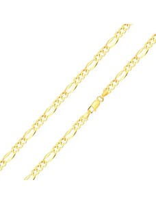 Šperky Eshop - Řetízek ze žlutého 14K zlata - podlouhlé očko se širšími okraji, tři oválná očka, 500 mm S3GG186.28